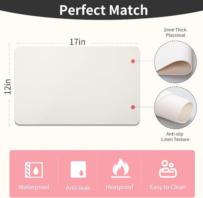 Maxpearl Faux Leather Placemats Set of 4, Ivory White | Waterproof - Image 7
