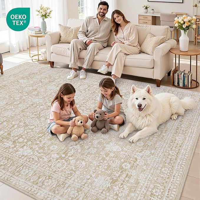 6x9 Area Rugs for Living Room: Vintage Boho Neutral Washable Rug Indoor Soft - Image 8