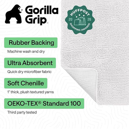 GORILLA GRIP Bath Rug Mat 70x24, Thick Soft Absorbent Chenille, Quick Dry - Image 2