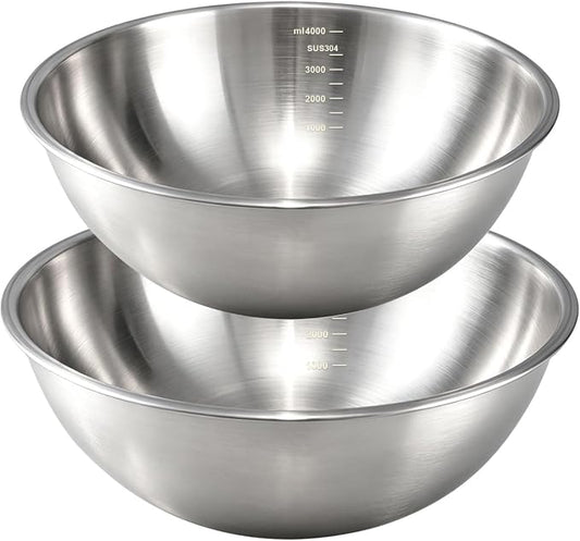Gronivex Stainless Steel Mixing Bowls Set, 2-Piece | Food-Grade Metal, by GRONIVEXHOMEGOODS