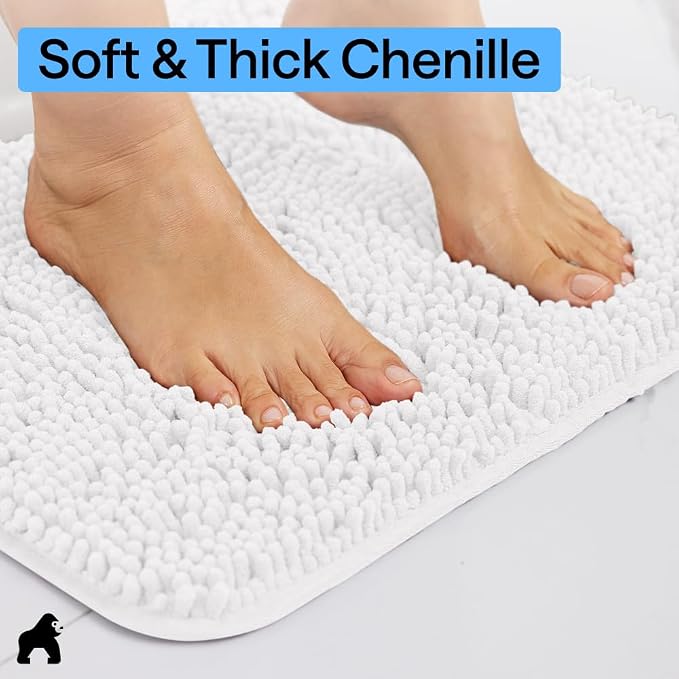 GORILLA GRIP Bath Rug Mat 44x26, Thick Soft Absorbent Chenille, Quick Dry - Image 4