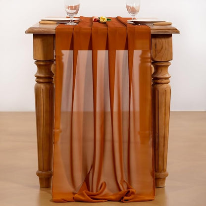 Terracotta Chiffon Table Runner Summer Boho Wedding Birthday Party Decor | 14ft - Image 4