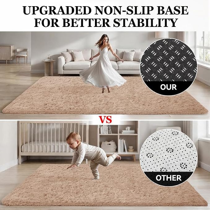 Area Rug for Living Room Bedroom: 5x7 Soft Fluffy Shag Rugs Upgrade Non-Slip - Image 8