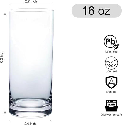 Drinking Glasses Set of 6, 16oz Crystal Highball Glasses, Water Glass - Image 3