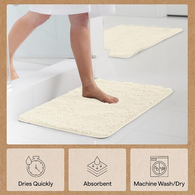 GORILLA GRIP Bath Rug Mat 48x17, Thick Soft Absorbent Chenille, Quick Dry - Image 7