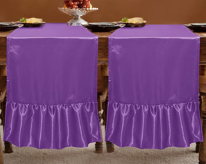 2 Pack Purple Satin Table Runner 12 x 72 Inch | Ruffle Design, Luxurious Dining - Image 3