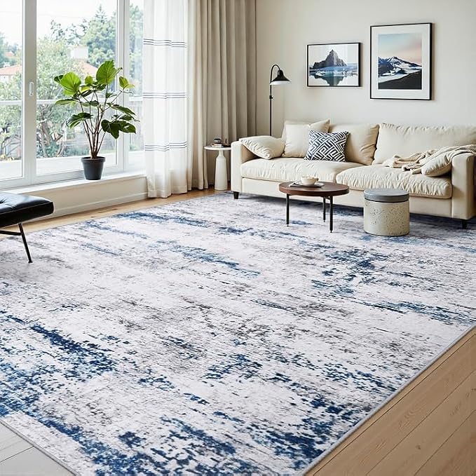 Area Rug Living Room Rugs: 9x12 Large Soft Indoor Carpet Modern Abstract Rug - Image 2