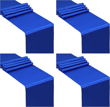 SiinvdaBZX 4 Pcs Royal Blue Satin Table Runner 12 x 108 inches Long | Bright by SiinvdaBZX