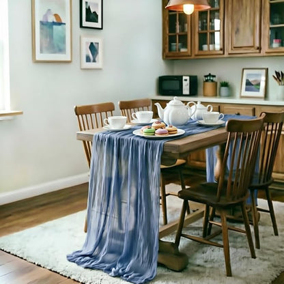 Dusty Blue Cheesecloth Table Runner 160 Inches 10 Pack Gauze Table Runner | - Image 3