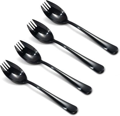 Alata Black Mirror Sporks 4-Pack Set Stainless Steel Sporks, 7.4 Inches Long by Alata
