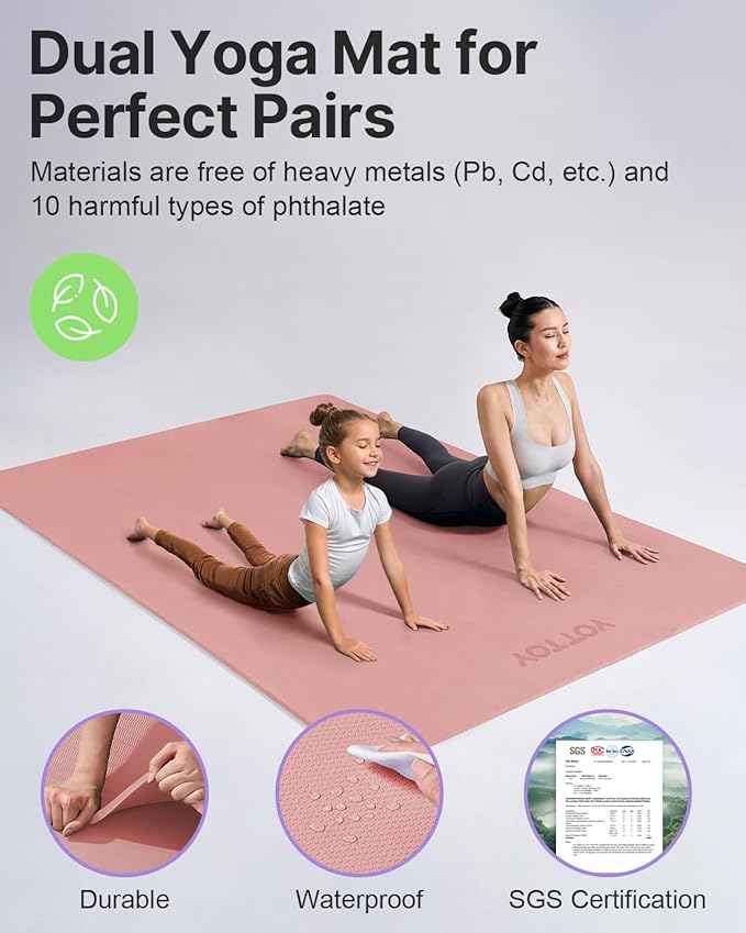 YOTTOY Large Yoga Mat, Extra Wide TPE Exercise Mat, Non-Slip Workout Mat - Image 5