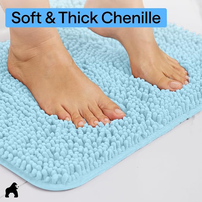GORILLA GRIP Bath Rug Mat, Thick Soft Absorbent Chenille, Quick Dry Microfiber - Image 4