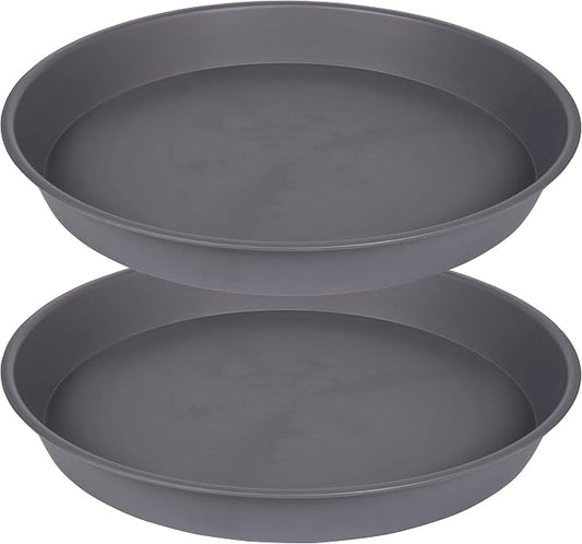 2 Pack of 8 inch Plant Saucer Clear, Heavy Duty Plastic Plant Water Tray 8 inch by Bleuhome