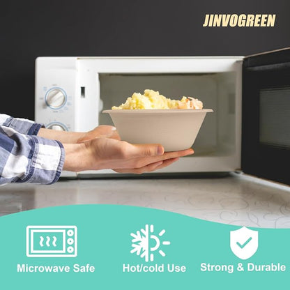 JINVOGREEN 12 oz Paper Bowls, Heavy Duty Biodegradable Bagasse Bowl - Image 9