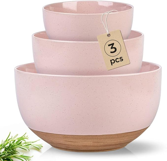 AmorArc Ceramic Mixing Bowls, Stoneware Nesting Bowls Set of 3 by AmorArc