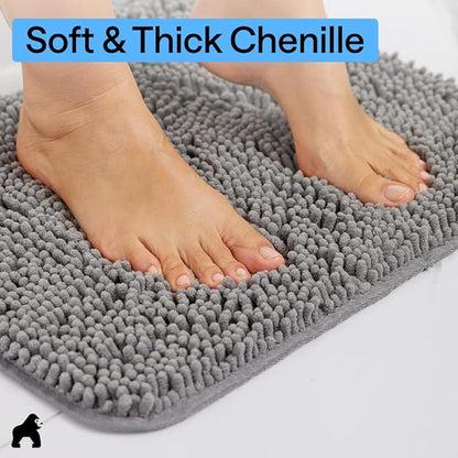 GORILLA GRIP Bath Rug Mat 48x17, Thick Soft Absorbent Chenille, Quick Dry - Image 4