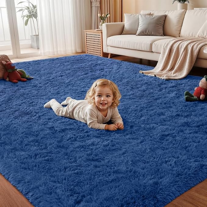 Area Rug for Living Room Bedroom: 5x7 Soft Fluffy Shag Rugs Upgrade Non-Slip by EXPEDIX