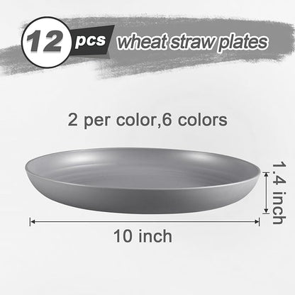 HEYCOME 12 Pcs Unbreakable Deep Dinner Plates Set, 10 inch Reusable Plastic - Image 2