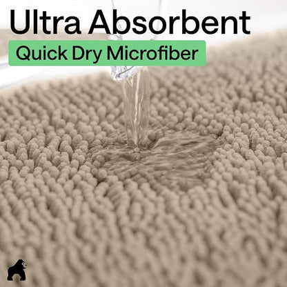 GORILLA GRIP Bath Rug Mat 60x17, Thick Absorbent Chenille, Quick Dry Microfiber - Image 5