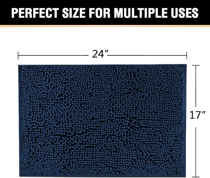H.VERSAILTEX Navy Blue Bath Rug, Bath Mat Non Slip Bath Mats - Image 2