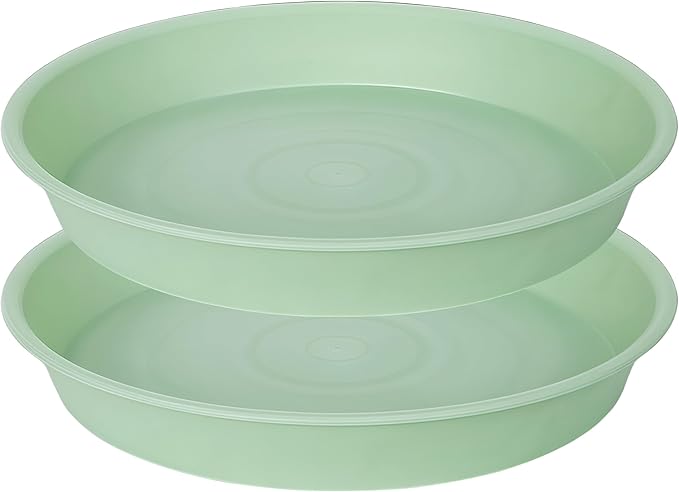 2 Pack of 18 19 inch Plant Saucer Drip Tray, Heavy Duty Deep Plant Saucers by Bleuhome