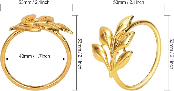 KPOSIYA Set of 200 Leaf Napkin Rings Metal Gold Napkin Holder Table Napkin Rings - Image 3