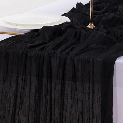 Cheesecloth Table Runner Summer Boho Wedding Birthday Party Home Decor | Black - Image 6