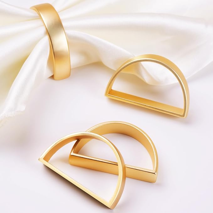 APTWOW 20PCS Gold Napkin Rings, Semicircle Metal Gold Napkin Holder Buckles - Image 2