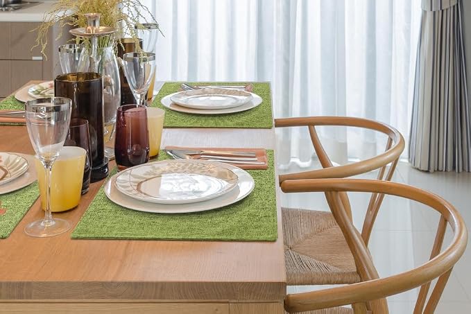 Faux Cotton Linen Placemats Set of 4, Cloth Washable Farmhouse Dining Table Mats - Image 9