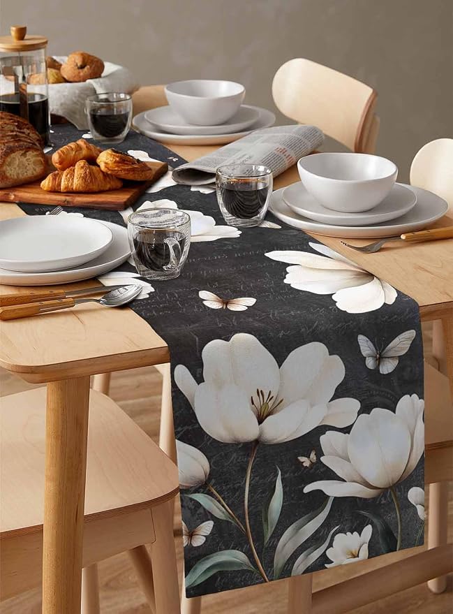 Farmhouse Floral Table Runners 72 Inches Long, Cotton Linen Fabric Table Runner - Image 3