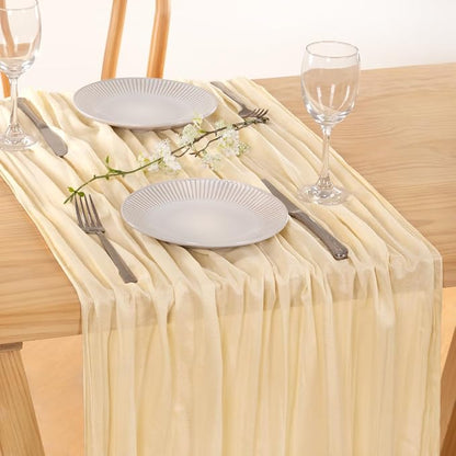8 Pack Beige Cheesecloth Table Runner 10ft Boho Rustic Gauze Runner | - Image 2