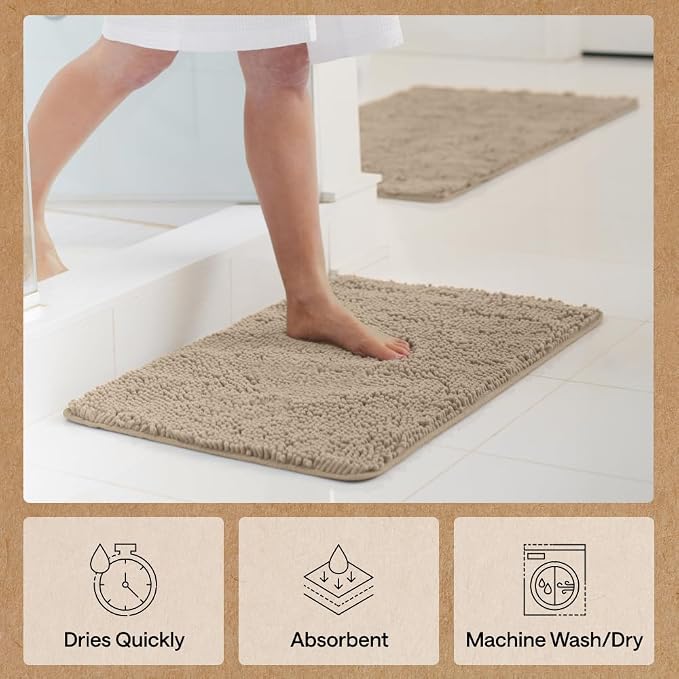 GORILLA GRIP Bath Rug Mat 30x20, Thick Soft Absorbent Chenille, Quick Dry - Image 7