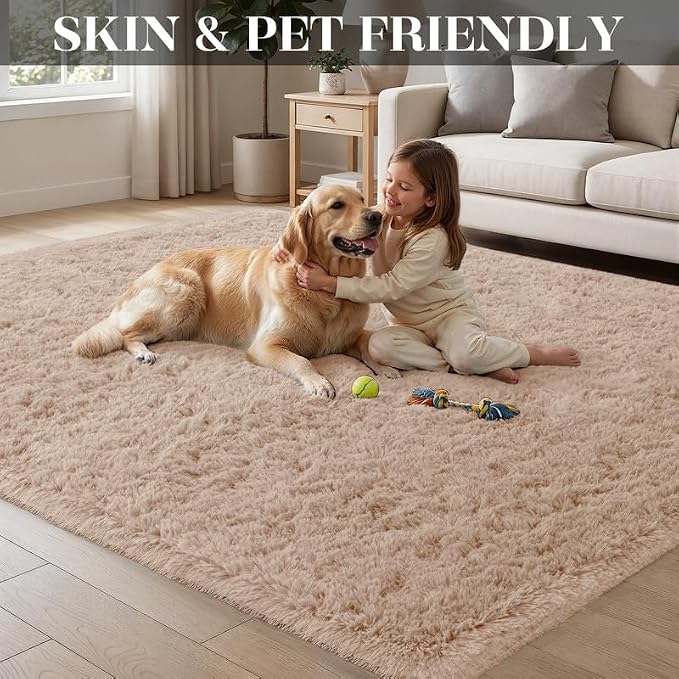 Area Rug for Living Room Bedroom: 5x7 Soft Fluffy Shag Rugs Upgrade Non-Slip - Image 3