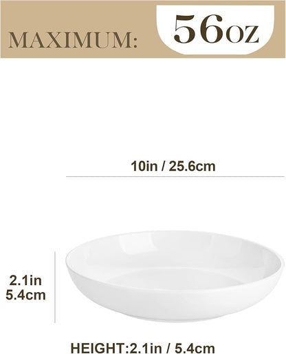 MALACASA 10" Large Pasta Bowls Set of 4, 56 OZ Wide and Shallow Salad Bowls - Image 2