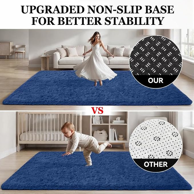 Area Rug for Living Room Bedroom: 4x6 Soft Fluffy Shag Rugs Upgrade Non-Slip - Image 8