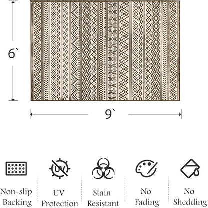 Outdoor Rug Carpet 6x9 ft, Flatweave Textured Outdoor Patio Rug Non Slip Indoor - Image 2