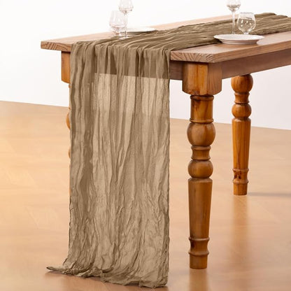 DeZerlor Nude Cheesecloth Table Runner 1 Pack Fall Runner | 120Inch Gauze - Image 5