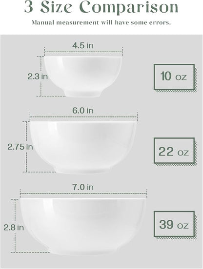 DOWAN 22 OZ White Ceramic Bowls Set of 4 - Image 9