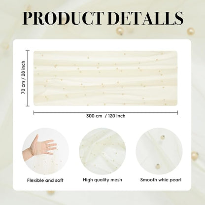 Artoid Mode 6PCS Pearl Champine Gauze Table Runner 120 Inch 10FT, Seasonal - Image 7