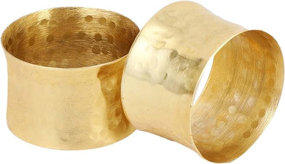 ITOS365 Gold Napkin Rings Set of 12, Handmade Hammered Metal Napkin Ring Holders - Image 4