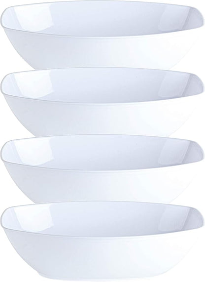 White Disposable Oval Serving Bowls, Party Snack Salad Bowl Pack of 4 by PLASTICPRO