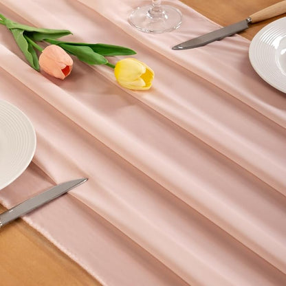 Peach Pink Chiffon Table Runner Summer Boho Wedding Birthday Party Decor | 10ft - Image 2