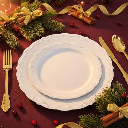 U-QE 100 Pcs White Plastic Plates - Image 5