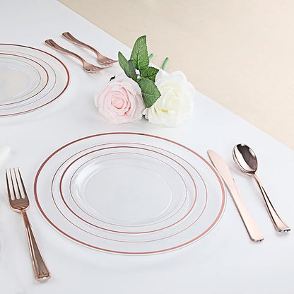 60 Pcs Rose Gold Plastic Plates, Disposable Party Set Include: 60 Clear Plastic - Image 5