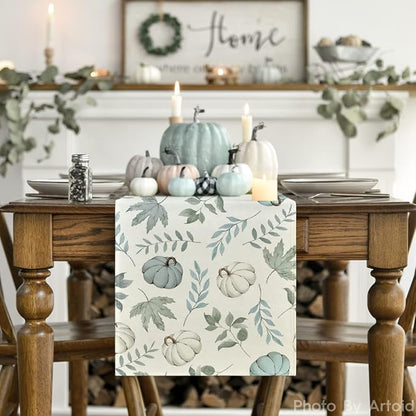 Artoid Mode 210 GSM Fall Table Runner 13x60 Inch Home Party Decor | Blue - Image 2