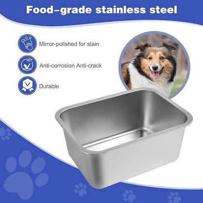 4 Gallon Large Dog Water Bowl, 2 Pack Stainless Steel Dog Bowls | 15.7 x 11.8 x - Image 6