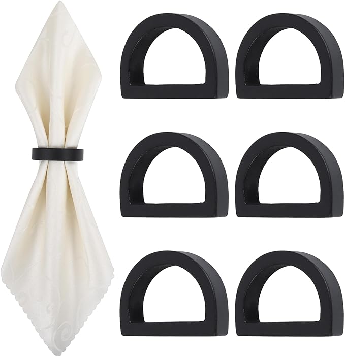 Yagoo Napkin Rings Set of 6, Wood Semicircle Napkin Holder | Handcrafted Wood by CEFOPOLA