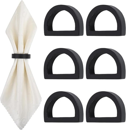 Yagoo Napkin Rings Set of 6, Wood Semicircle Napkin Holder | Handcrafted Wood by CEFOPOLA