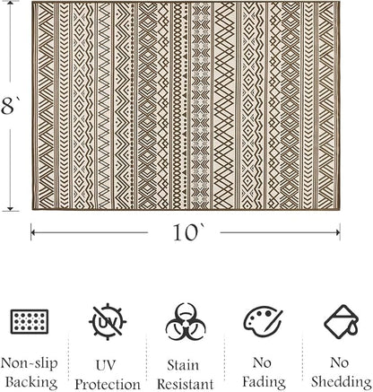 Outdoor Rug Carpet 8x10 ft, Flatweave Textured Outdoor Patio Rug Non Slip - Image 2