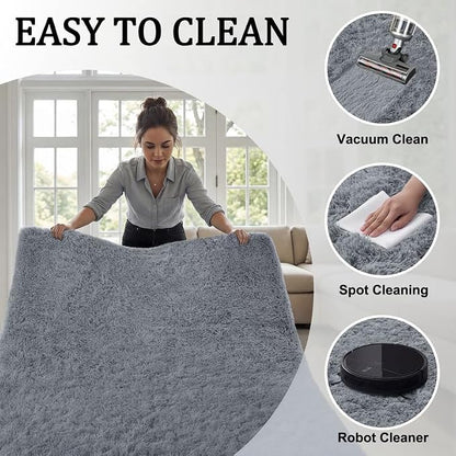 Area Rug for Living Room Bedroom: 6x9 Soft Fluffy Shag Rugs Upgrade Non-Slip - Image 7